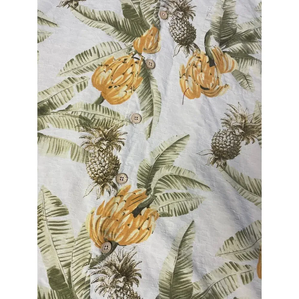 Caribbean Joe 100% Silk Banana Fruit Button‎ Up Hawaiian Shirt Size XL Resort